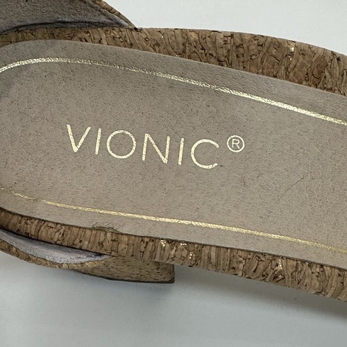 Vionic Rosie Cork Heels Women US 9 Brown Open Toe Ankle Buckle - Picture 9 of 13