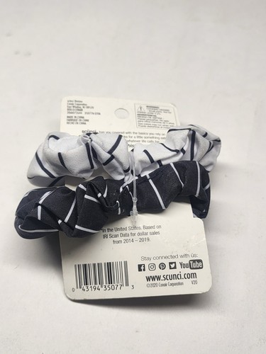 Scunci Hair Scrunchies, Black White, 2 Pieces The Original 35077 - Picture 2 of 2
