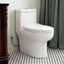 One Piece Toilet Dual Flush 1.1/1.6 GPF Seat Height Elongated Soft Close Seat