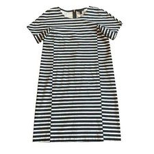 J. Crew Black White Stripe T-Shirt Dress Sheath Comfy Cotton Stretch Size Small