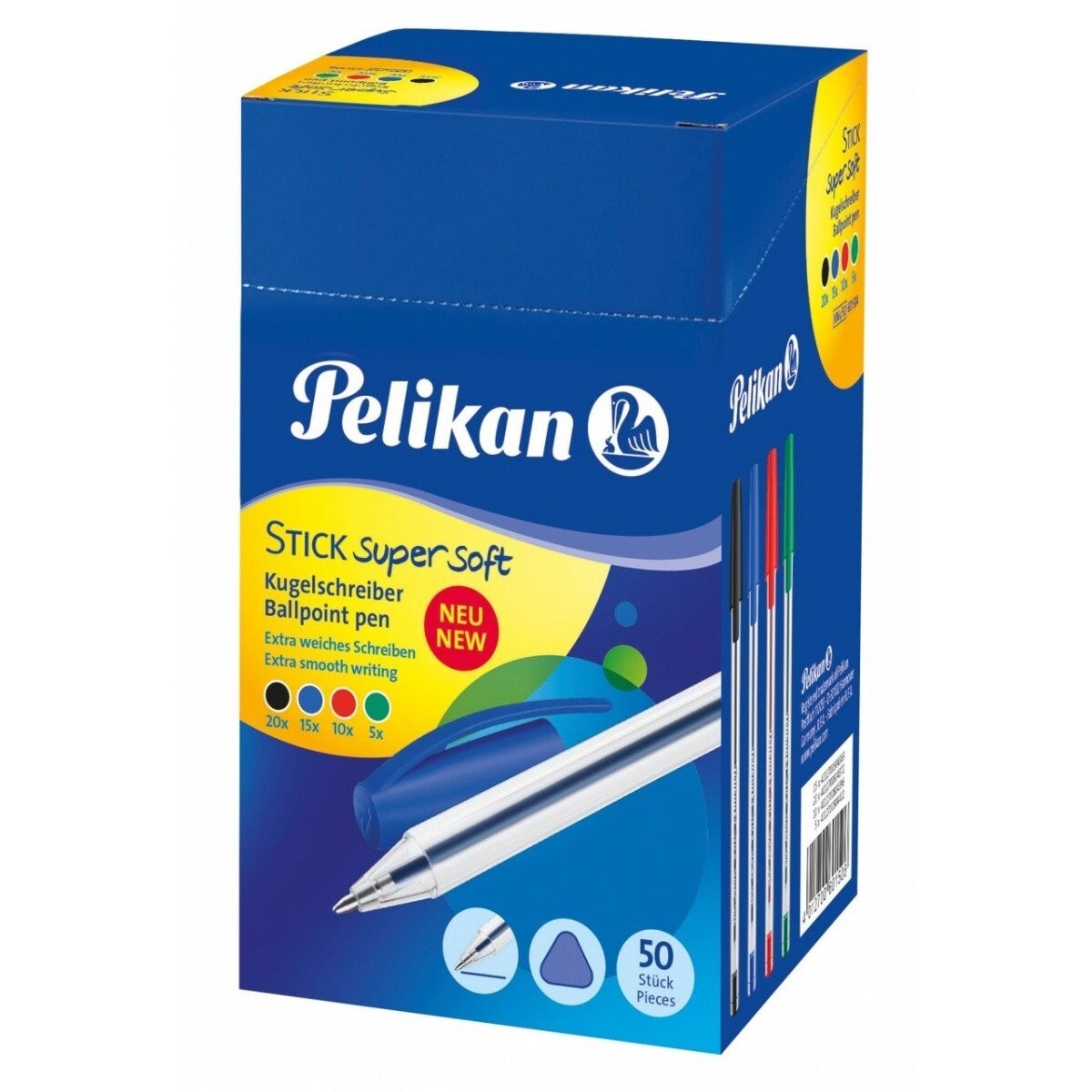 Penne a Sfera Pelikan Stick Super Soft Confezione 50 Penne Colori Assortiti
