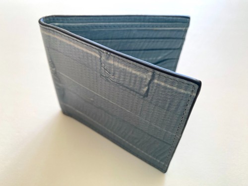 JACK SPADE NY RARE BLUE WASHED DENIM PRINT LEATHER BIFOLD MENS WALLET - NEW - Picture 3 of 9