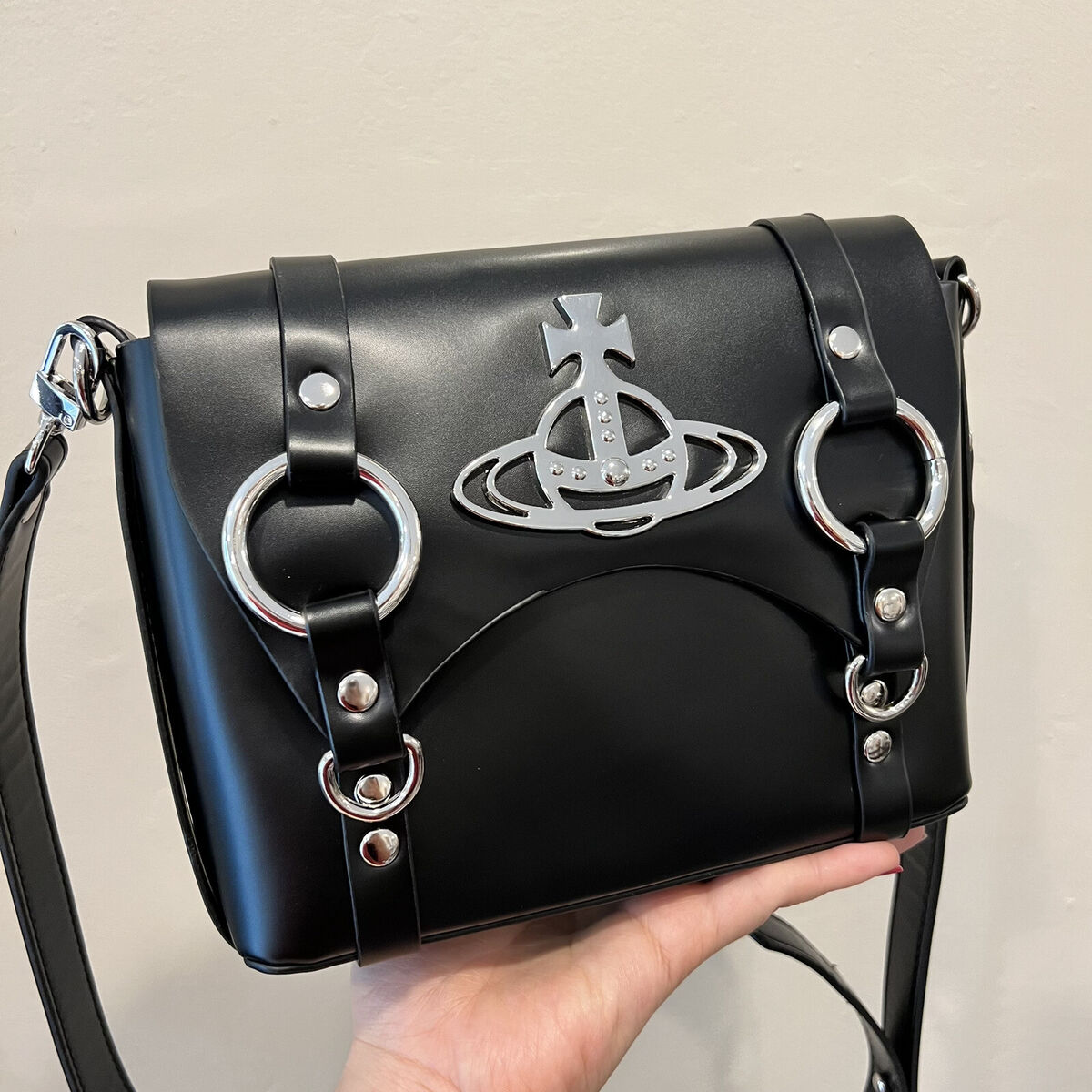 Vivienne Westwood Mini Black Leather Crossbody Satchel Bag Vivienne Westwood Mini Black Leather Crossbody Satchel Bag