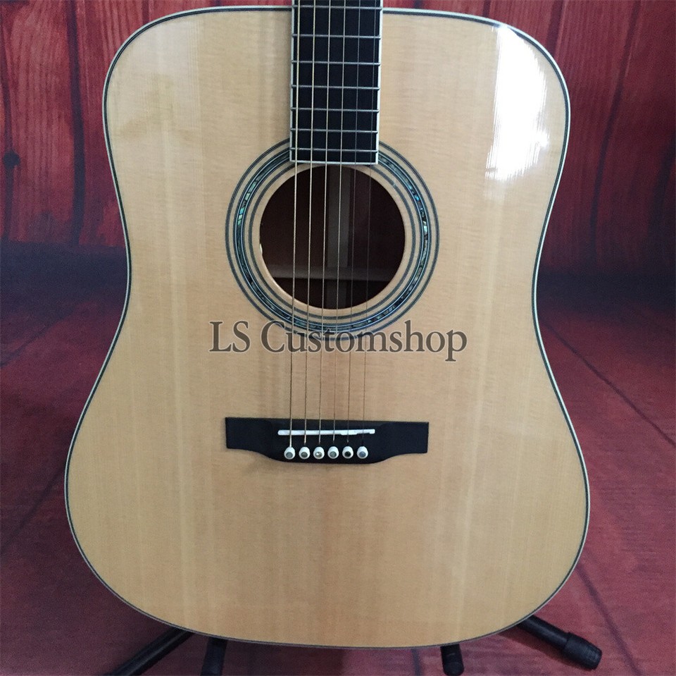 All Solid Wood ZUWEI Acoustic Electric Guitar Spruce Top Mahogany Neck