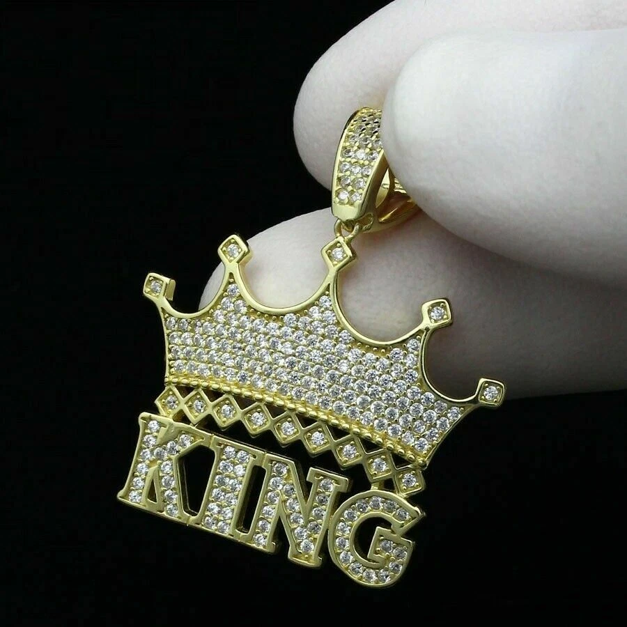Gold king crown pendant deals