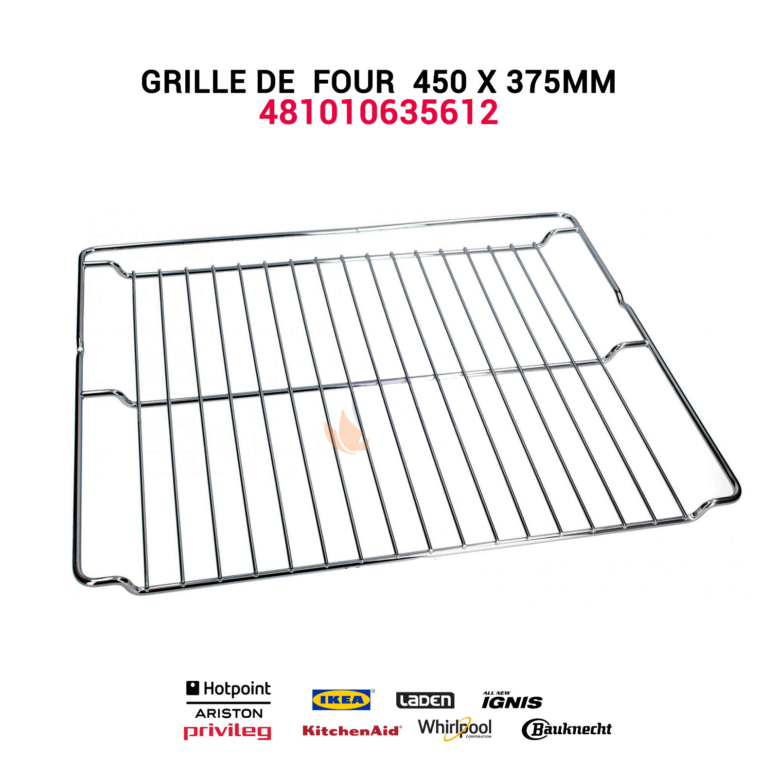 Grille 450 x 375mm robuste en acier pour four Whirlpool