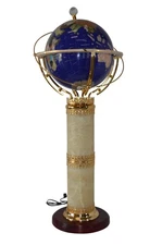 Illuminated Blue World Globe Rotated by motor - Size: 19"x19"x42"H