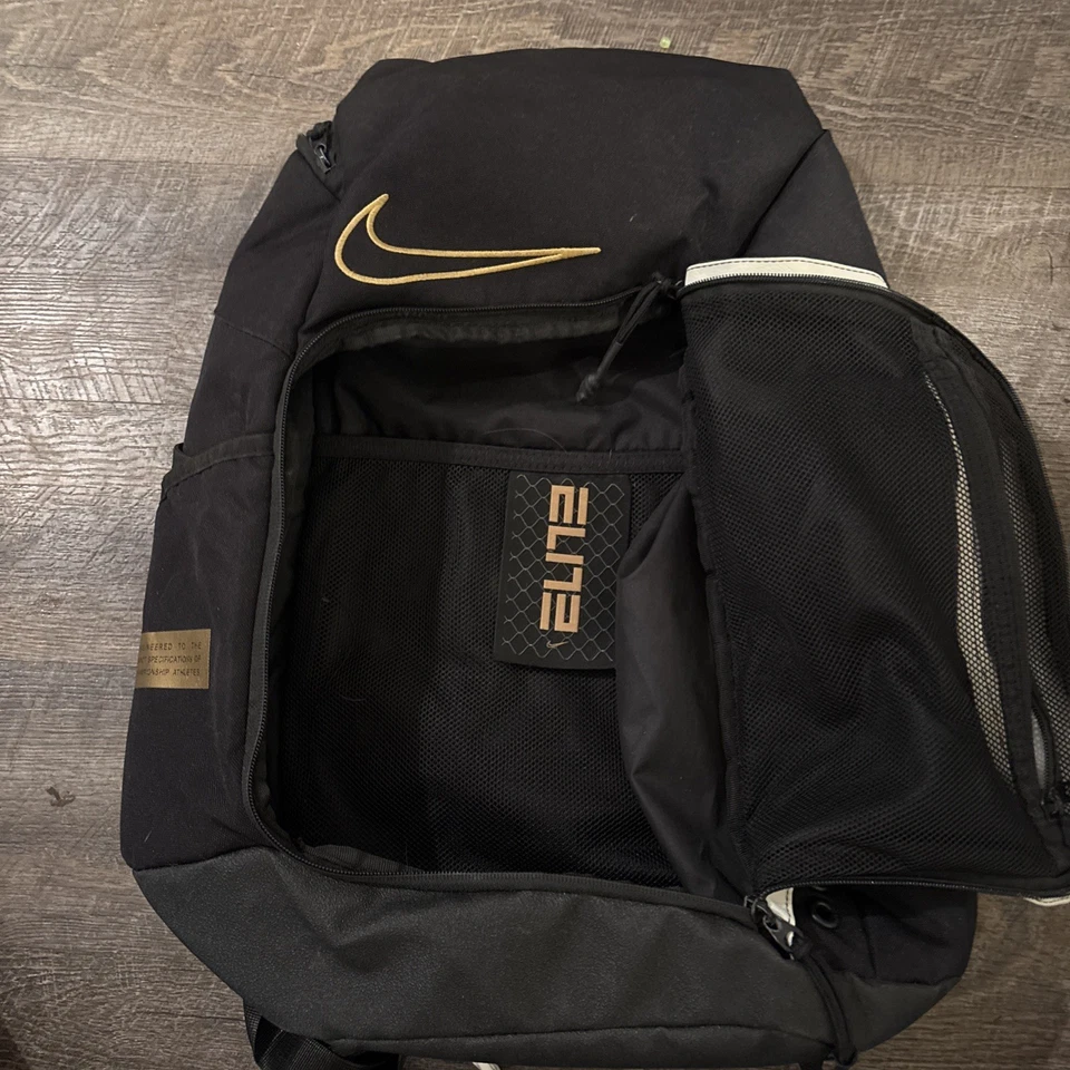 Mochila de baloncesto Nike Elite Pro (color negro/blanco/dorado) nueva con etiquetas Foto 2 de 4