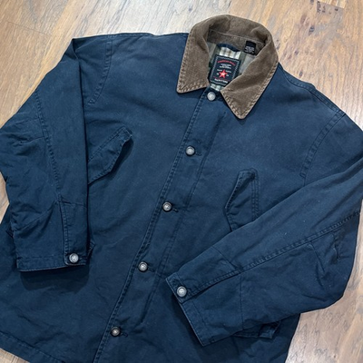 #ad #ad Vintage American Eagle Jacket Mens L Blue Duck Canvas Flannel Lined Chore Coat $49.95