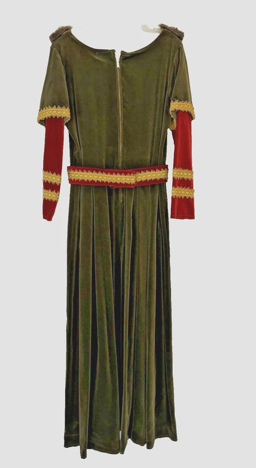 Verde Oscuro/Rojo Terciopelo Oro y Piel Borde Cinturón Sombrero Medieval Renacimiento Vestido #23 Foto 4 de 4