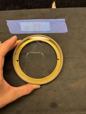 (N29) Antique French Mantle Clock Back Bezel Door Part Brass & Beveled Glass