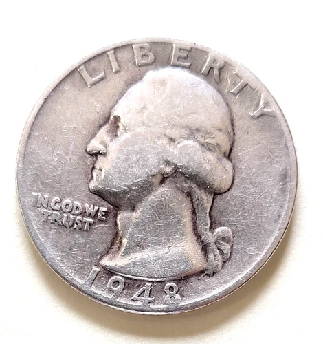 🔥1948 P Washington 90% Silver Quarter Circulated Condition 25c US Coin