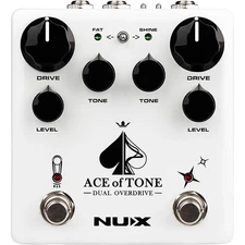 NUX Ace of Tone Dual Overdrive Effects Pedal White