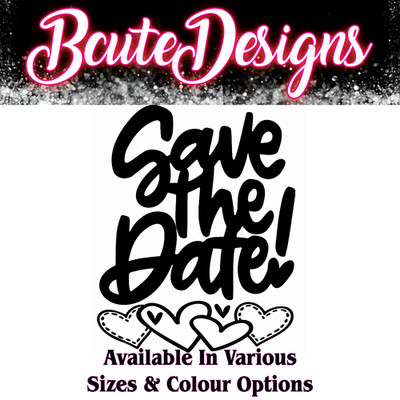 SAVE THE DATE VINYL AUFKLEBER STICKER VALENTINSTAG HOCHZEIT LIEBE IHN IHRE HERZEN