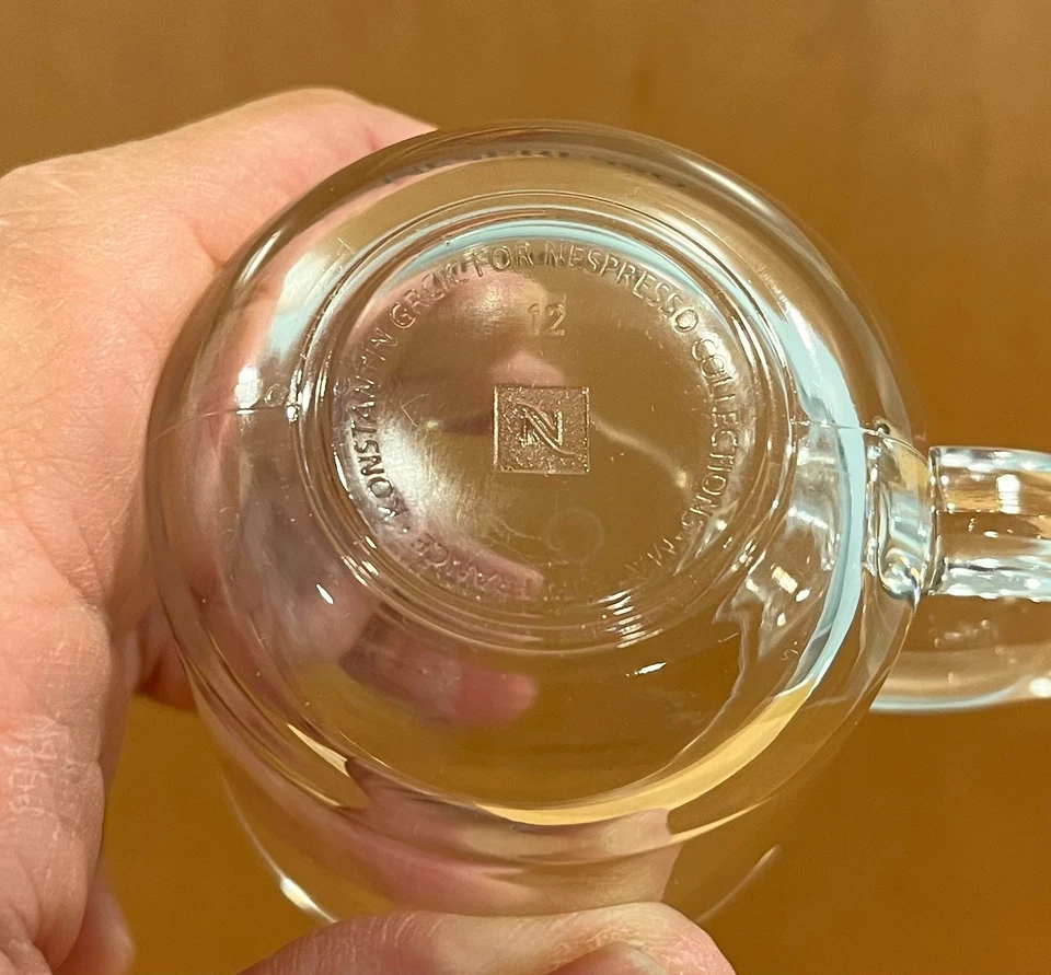 Набор из 4 прозрачных стеклянных чашек Nespresso Demitasse с ручками с фирменным кафе - Изображение 3 из 4