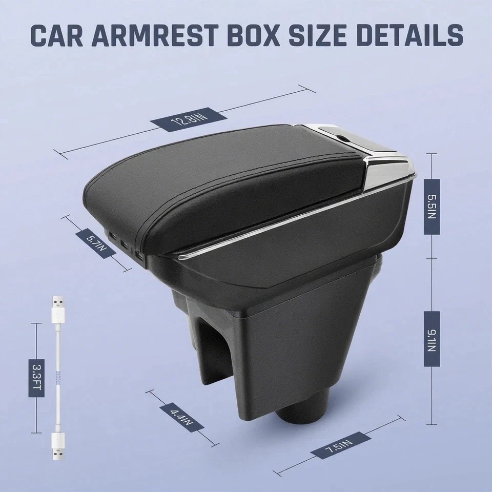 Caja reposabrazos para Chevrolet Spark 2010-2015 almacenamiento de doble capa con 7 puertos USB Foto 4 de 4