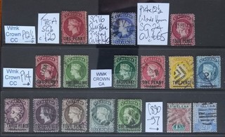 st Helena stamps QV 18.. various 6d surcharge values GU on 1card c£££ sth2