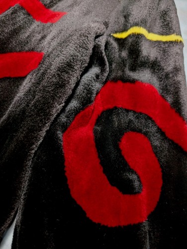 VTG DASCO Black Fur Coat Red Yellow ABSTRACT PRINT Luxury SOFT Jacket Women's M - Picture 7 of 21