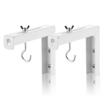 1 Pair Projector Screen L-Brackets, White, 6 inch Adjustable, 66 lbs,30 kg,Hooks