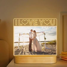 Light up Picture Frame, I Love You 4X6 Inches Acrylic Photo Frame with Night Lig