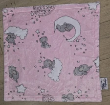 The Minky Boutique Pink Gray Minky Dot Elephant Moon Clouds 14" Lovey Security 