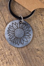 Sunflower Keychain Polished Stainless Steel Laser Engraved Floral Gift