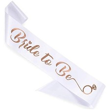 'Bride to Be' Bachelorette Party Sash - Bridal Shower White White - Rose Gold