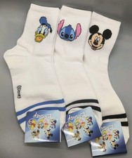 Disney Character Donald Stitch Mickey Crew Socks Size Womens 5-9 22-26cm NWT