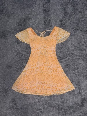 NWT That s So Fetch Women s Orange Mini Babydoll Floral Dress Size 8 Date Night