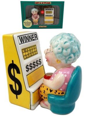 Atlantic Collectibles Casino Jackpot Slot Machine Queen Salt & Pepper Shakers