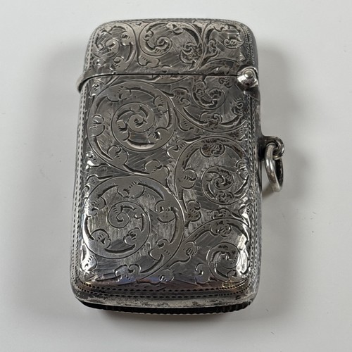 Antique Silver Vesta Case Walker & Hall 1903 Victorian Foliate Scroll Design - Picture 5 of 13