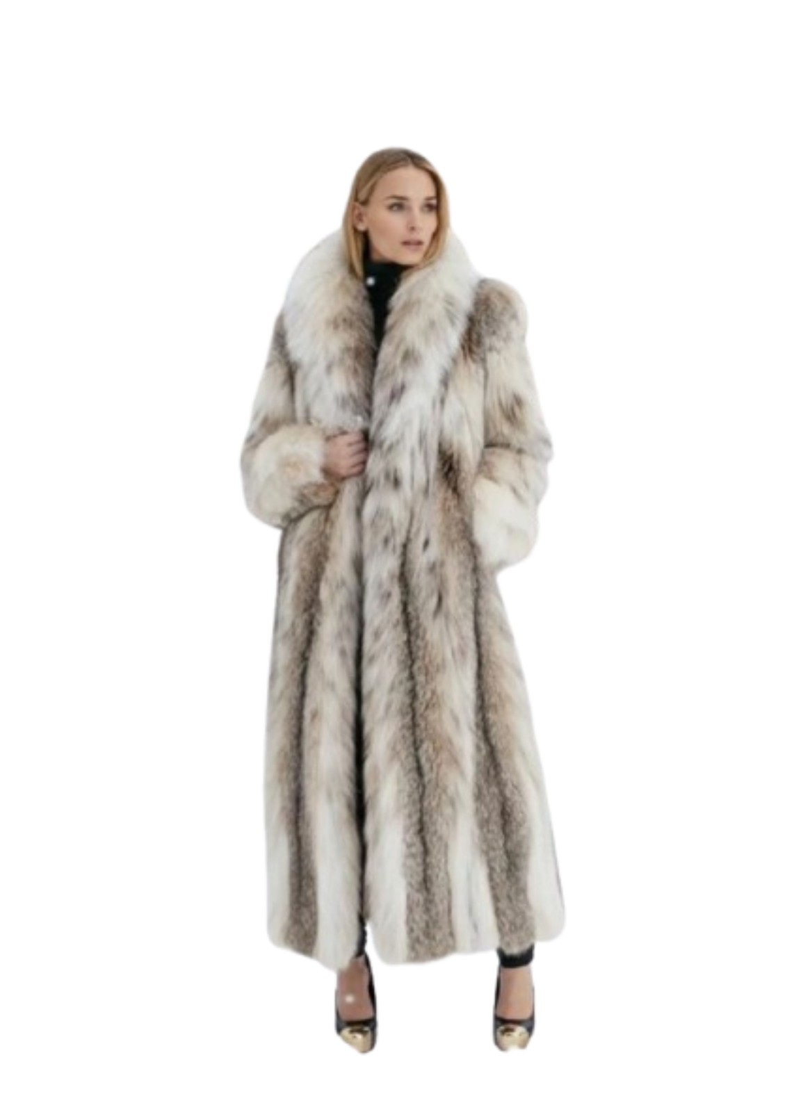 Abrigo largo de diseñador estilo piel sintética blanco para mujer ropa premium de invierno canadiense