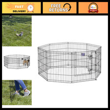 Folding Metal Dog Exercise Pen - Indoor/Outdoor Playpen, 24" Tall, 16 Sq Ft Spac