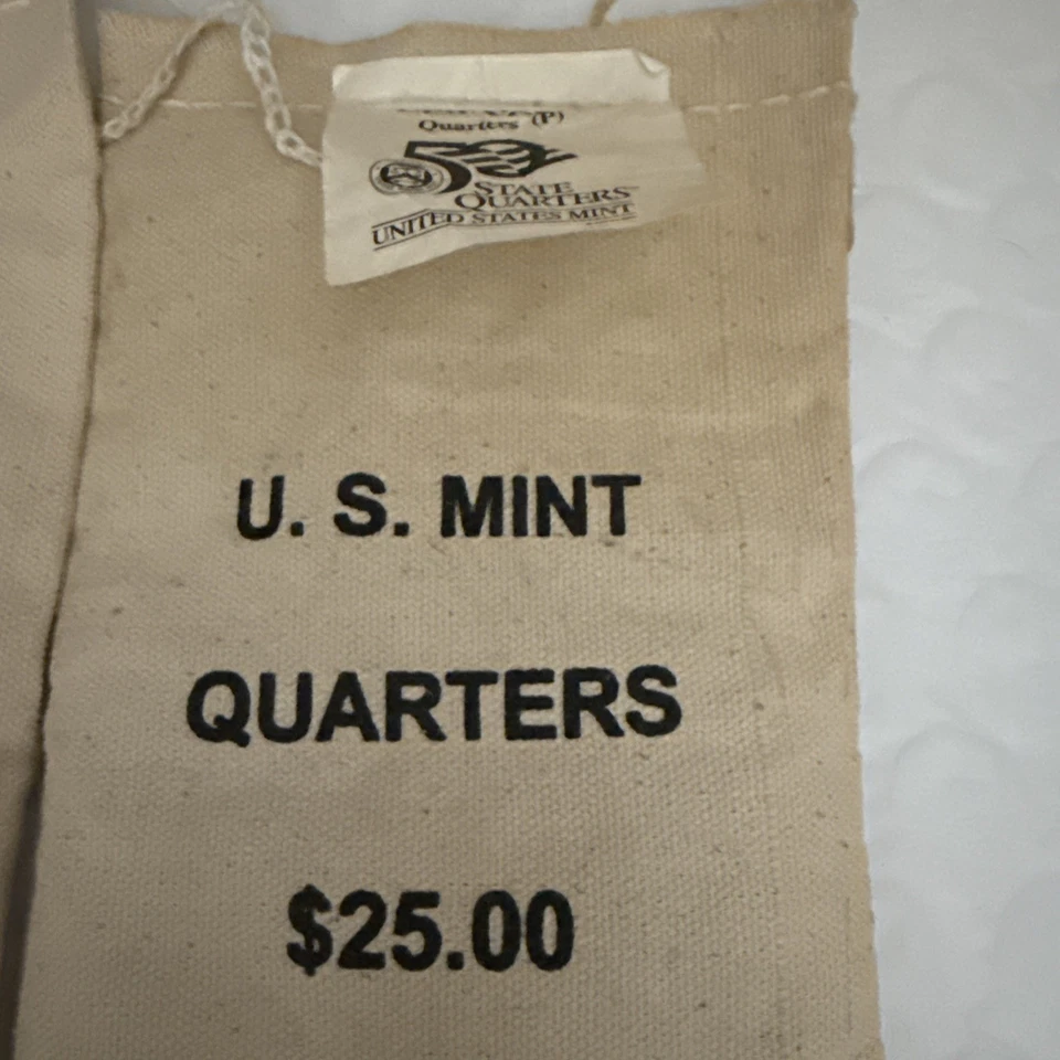 2001 New York P&D State Quarter Original Mint Sewn Bags $25 (100 UNC coins) - Image 2 of 4
