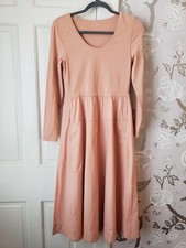 Everlane Pink Riviera Dress Sz S Pockets Ballet Midi Long Sleeve Supima Cotton