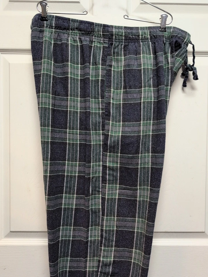 Pantalones de salón para dormir XL verdes a cuadros bolsillos para hombre. Cintura elástica  Foto 3 de 4