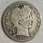 1916 D - Barber Silver Quarter 25c - VG Exact Coin Imaged #BAR148