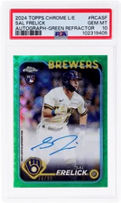 2024 Topps Chrome Logofractor Sal Frelick RC Auto Green Refractor /99 PSA 10
