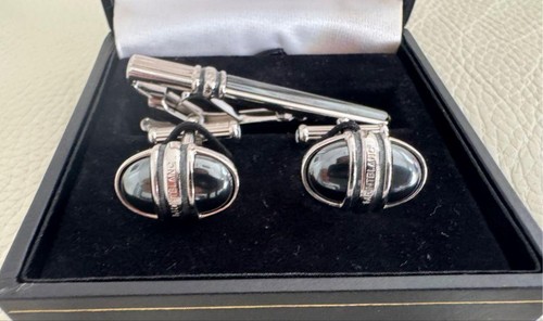 Montblanc Tie Bar & Cufflinks Set Gray Silver Men’s Accessories USED Excellent - Picture 4 of 8