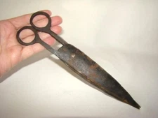 19thc. Primitive Hand Made Forged Iron Hollow Blades SCISSOR SHEARS