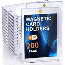 200 Pack Magnetic Trading Sports Card Holders 35pt One-Touch Hard UV Protection✨