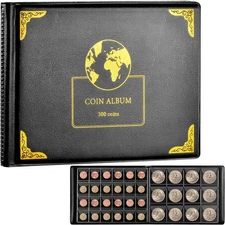 Coin Collection for Collectors 300 Pocket (Black with Earth Pattern)