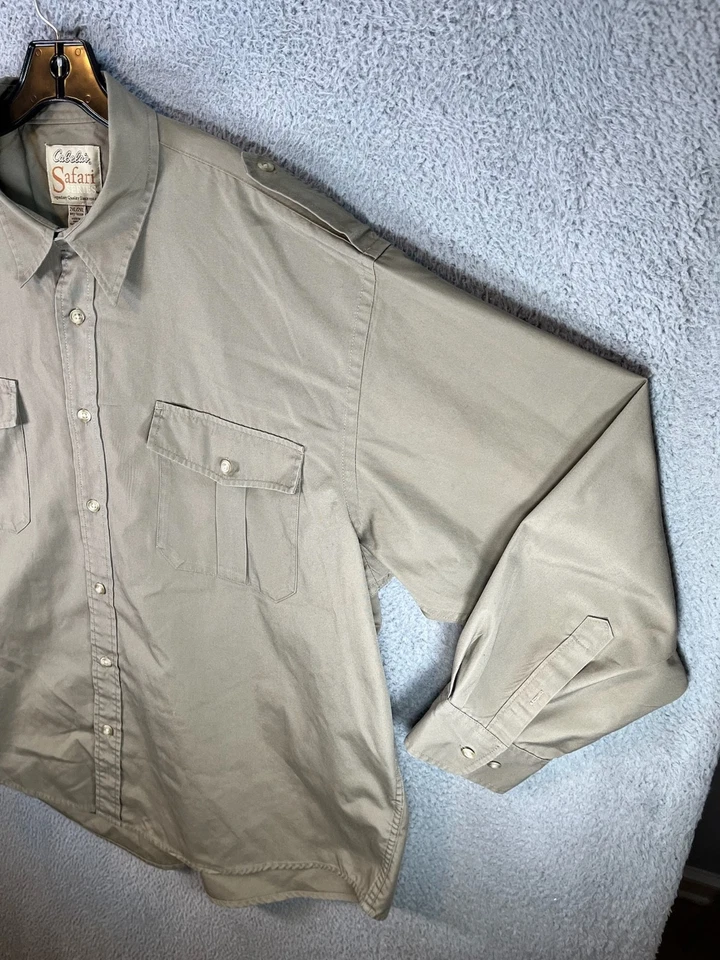 Camisa Cabela's Safari Series Para Hombres 2XL XXL Manga Larga Senderismo Bolsillos Charreteras Foto 2 de 4
