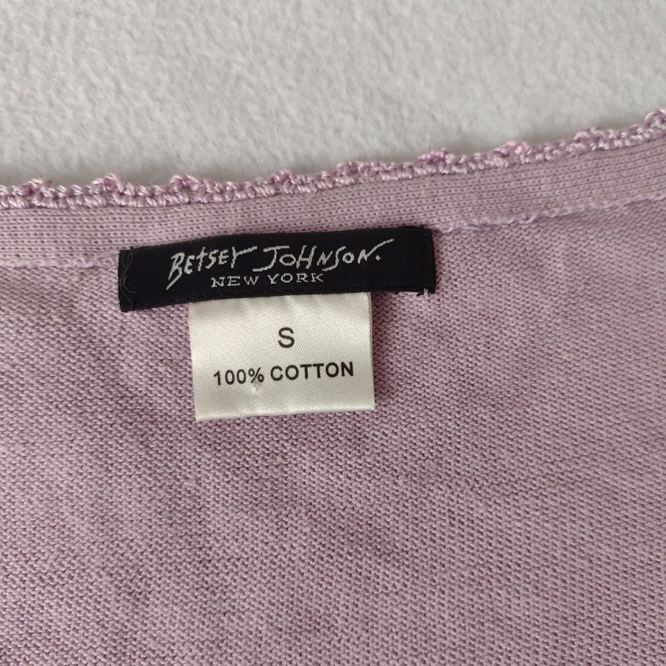 Cárdigan Betsey Johnson De Colección Años 90 Lavanda S Lentejuelas Flecos Coqueta Top Corto Foto 2 de 4