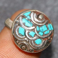 Nepali Tribal Nepali Tribal Tibetan Turquoise Red Coral Ring US FreeSize GW