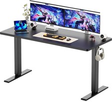 King Smith Adjustable Height Desk Black Electric Standing 55" Rectangle Boxed