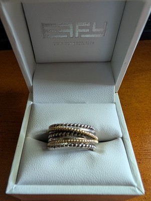 EFFY - Sterlingsilber & 18 Karat Gelbgold mehrreihiger Kabelring - Größe 7