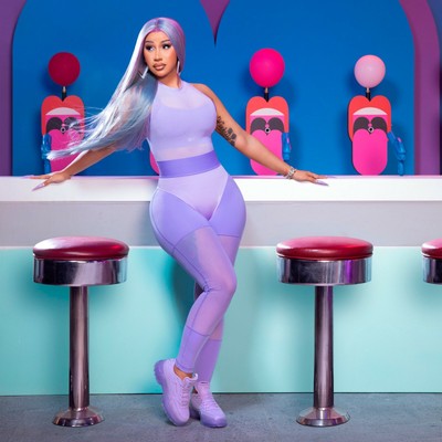 cardi b purple reeboks