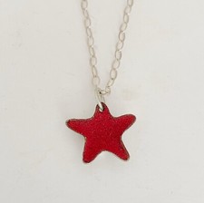 Starfish Pendant Necklace Sterling Silver .925 Red Enamel Ocean Beach Charm New
