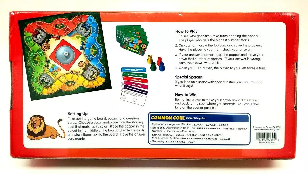 Lakeshore Pop to Win Common Core Math Board Game Grade 5 Home